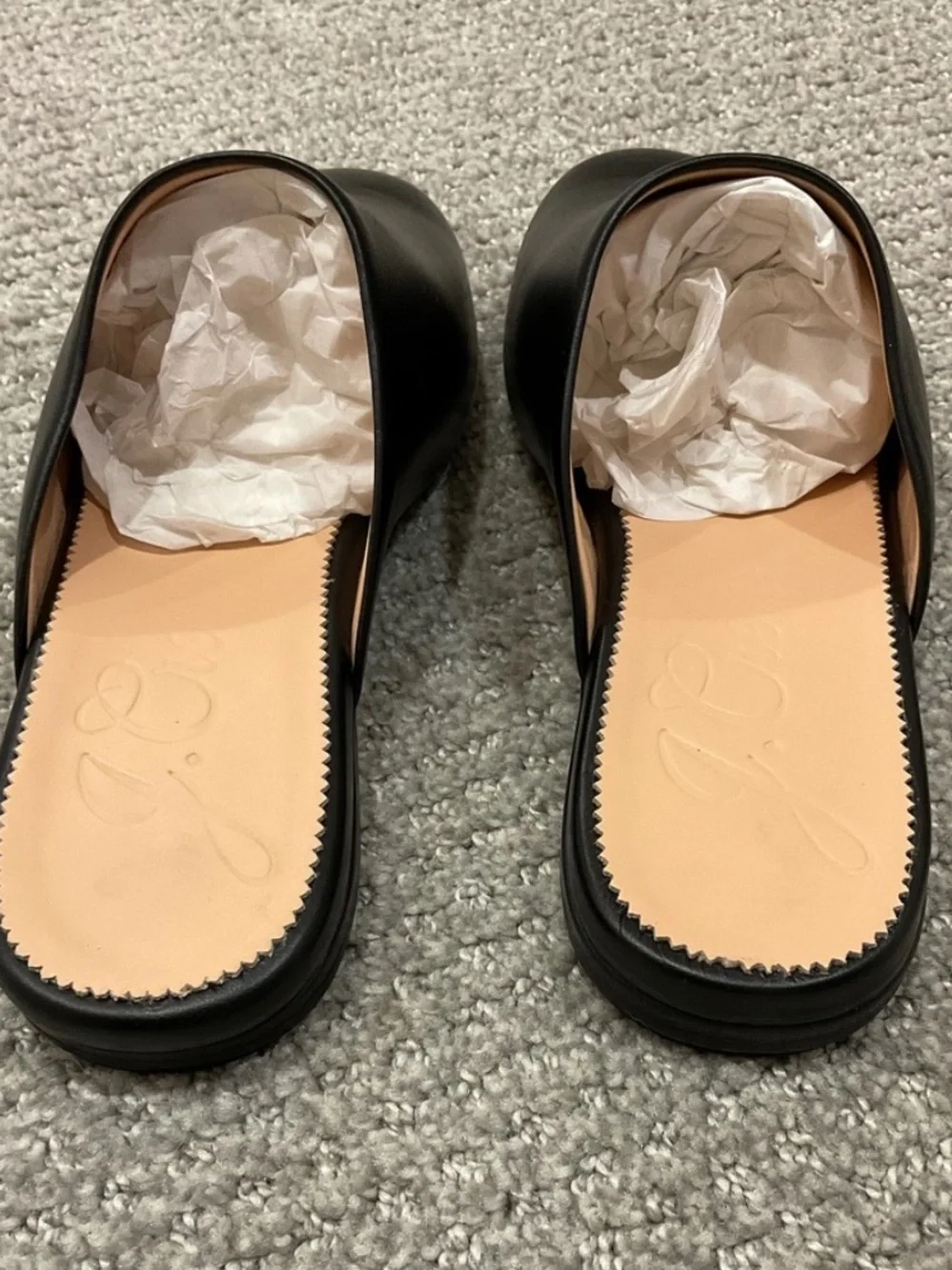 NIB J.Crew Slip-on Mules Black Leather Women Sz 7